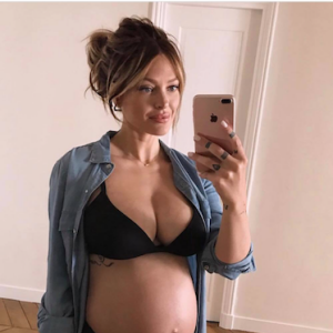 Caroline Receveur, enceinte (30 semaines), le 27 avril 2018.