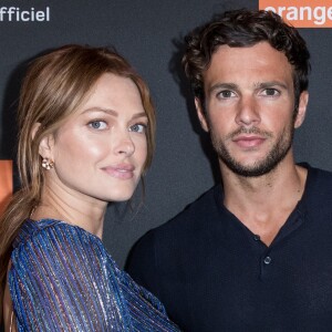 Caroline Receveur enceinte et son compagnon Hugo Philip - Photocall de la soirée Orange sur la plage de l'hôtel Majestic lors du 71ème Festival International de Cannes le 12 mai 2018. © Moreau-Borde-Jacovides/Bestimage