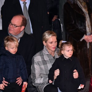 Le prince Albert II de Monaco, la princesse Charlene et leurs enfants, le prince Jacques et la princesse Gabriella - La famille princière de Monaco lors de la traditionnelle célébration de la Sainte Dévote, Sainte patronne de Monaco, à Monaco. Le 26 janvier 2018 © Bruno Bebert / Bestimage