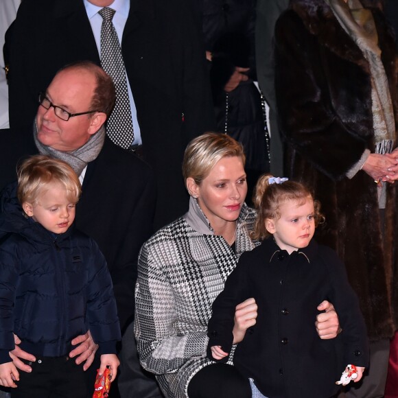 Le prince Albert II de Monaco, la princesse Charlene et leurs enfants, le prince Jacques et la princesse Gabriella - La famille princière de Monaco lors de la traditionnelle célébration de la Sainte Dévote, Sainte patronne de Monaco, à Monaco. Le 26 janvier 2018 © Bruno Bebert / Bestimage