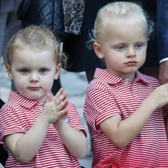 De gauche à droite, la princesse Charlene de Monaco, la princesse Gabriella et le prince Jacques durant le traditionnel pique-nique des monégasques au parc Princesse Antoinette à Monaco le 1er septembre 2017. © Olivier Huitel/Pool restreint Monaco/Bestimage