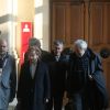 Jérôme Cahuzac sort du tribunal avec son avocat Eric Dupond-Morettile dernier jour de son procès en appel à Paris, France, le 21 février 2018