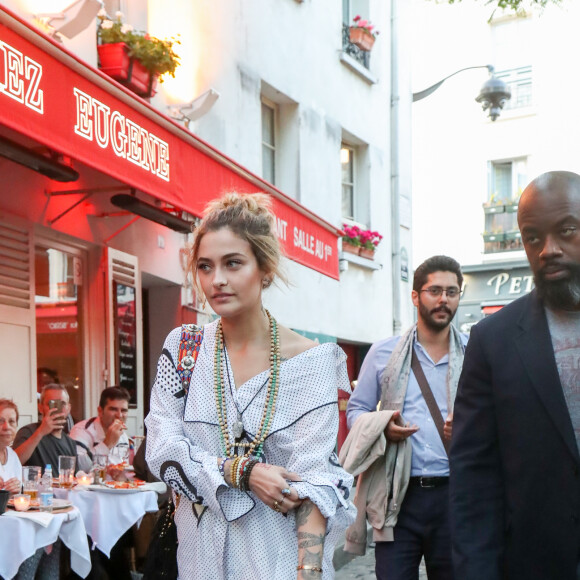 Paris Jackson arrive au restaurant La Crémaillère 1900 pour le dîner de Bienvenue du défilé croisière Christian Dior. Paris, France, le 24 mai 2018.
