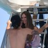 Heidi Klum et son compagnon Tom Kaulitz à bord d'un yacht au large de Cannes en marge du 71e Festival International du Film de Cannes le 19 mai 2018.