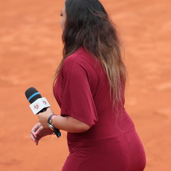 Marion Bartoli lors des internationaux de tennis de Roland Garros le 28 mai 2018. En atten­dant de redis­pu­ter des matchs, la spor­tive commente les rencontres pour Euro­sport à l'occa­sion du tour­noi de Roland-Garros. © Dominique Jacovides - Cyril Moreau / Bestimage