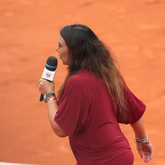 Marion Bartoli lors des internationaux de tennis de Roland Garros le 28 mai 2018. En atten­dant de redis­pu­ter des matchs, la spor­tive commente les rencontres pour Euro­sport à l'occa­sion du tour­noi de Roland-Garros. © Dominique Jacovides - Cyril Moreau / Bestimage
