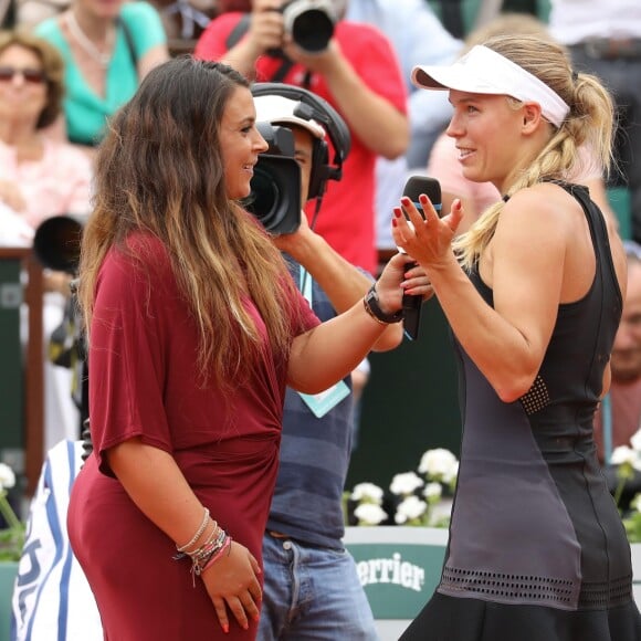 Marion Bartoli lors des internationaux de tennis de Roland Garros le 28 mai 2018. En atten­dant de redis­pu­ter des matchs, la spor­tive commente les rencontres pour Euro­sport à l'occa­sion du tour­noi de Roland-Garros. © Dominique Jacovides - Cyril Moreau / Bestimage