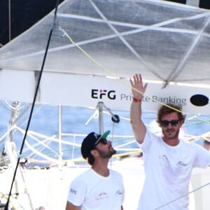 Pierre Casiraghi et Boris Herrmann - Départ du 1er Monaco Globe Series à Monaco le 3 juin 2018. © Bruno Bebert/Bestimage