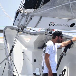 Pierre Casiraghi et Boris Herrmann - Départ du 1er Monaco Globe Series à Monaco le 3 juin 2018. © Bruno Bebert/Bestimage