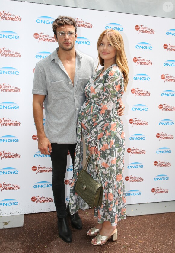 Exclusif - Caroline Receveur (enceinte) et son fiancé Hugo Philip - 26ème édition du Trophée des personnalités en marge des Internationaux de Tennis de Roland Garros à Paris. Le 5 juin 2018. © Denis Guignebourg / Bestimage