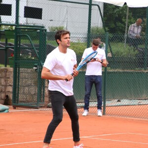 Exclusif - Caroline Receveur (enceinte) et son fiancé Hugo Philip - 26ème édition du Trophée des personnalités en marge des Internationaux de Tennis de Roland Garros à Paris. Le 5 juin 2018. © Denis Guignebourg / Bestimage