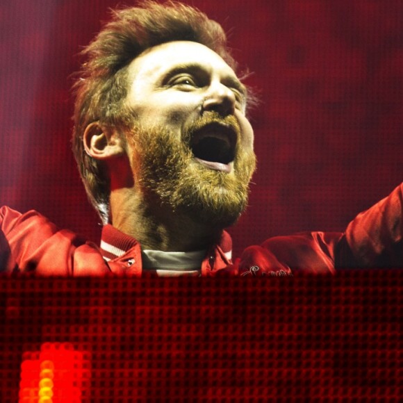 David Guetta en concert à Hambourg en Allemagne le 3 février 2018.