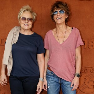 Muriel Robin et sa femme Anne Le Nen au village des Internationaux de France de Tennis de Roland Garros à Paris le 2 juin 2018. © Dominique Jacovides-Cyril Moreau / Bestimage