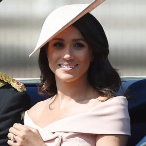 Meghan Markle, duchesse de Sussex - Les membres de la famille royale britannique lors du rassemblement militaire "Trooping the Colour" (le "salut aux couleurs"), célébrant l'anniversaire officiel du souverain britannique. Cette parade a lieu à Horse Guards Parade, chaque année au cours du deuxième samedi du mois de juin. Londres, le 9 juin 2018.