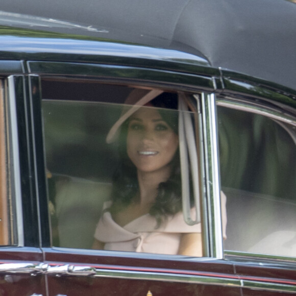 Le prince Harry, duc de Sussex, et Meghan Markle, duchesse de Sussex - Les membres de la famille royale britannique lors du rassemblement militaire "Trooping the Colour" (le "salut aux couleurs"), célébrant l'anniversaire officiel du souverain britannique. Cette parade a lieu à Horse Guards Parade, chaque année au cours du deuxième samedi du mois de juin. Londres, le 9 juin 2018.