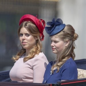 La princesse Eugenie d'York et Louise Mountbatten-Windsor (Lady Louise Windsor) - Les membres de la famille royale britannique lors du rassemblement militaire "Trooping the Colour" (le "salut aux couleurs"), célébrant l'anniversaire officiel du souverain britannique. Cette parade a lieu à Horse Guards Parade, chaque année au cours du deuxième samedi du mois de juin. Londres, le 9 juin 2018.