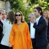 Carole Bouquet et son fils Dimitri Rassam - Mariage civil de Thomas Langmann et Céline Bosquet à la mairie de Sartene, en Corse du sud, le 21 juin 2013.