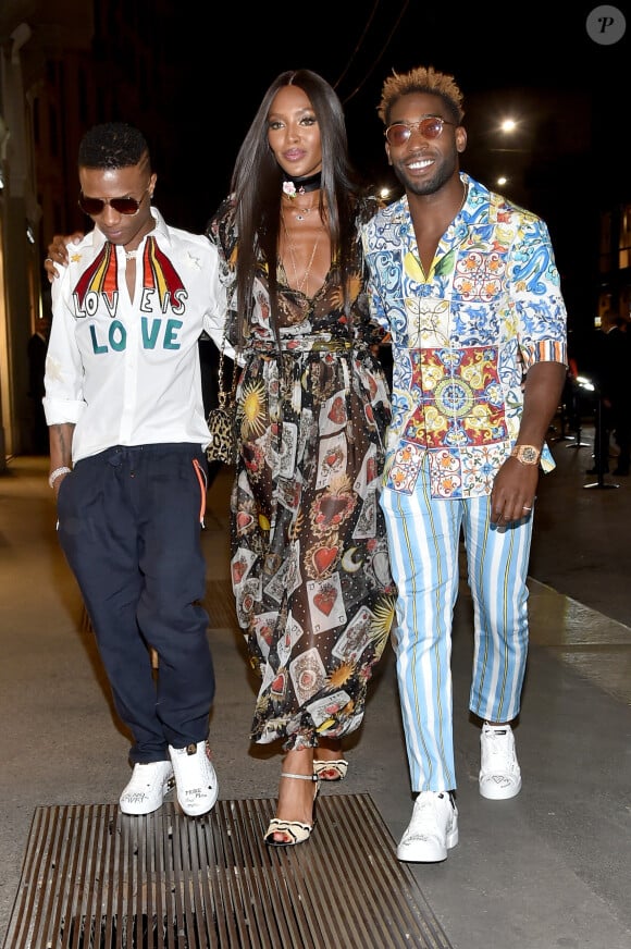 Wizkid, Naomi Campbell, Tinie Tempah au défilé Dolce & Gabbana The Secret pendant la Fashion Week Printemps / Été 2019 homme de Milan, Italie, le 16 juin 2018.