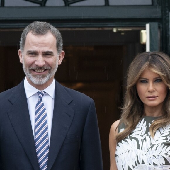 Donald Trump et Melania reçoivent le roi Felipe VI et la reine Letizia d'Espagne à la Maison Blanche à Washington DC, le 19 juin 2018.