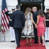 Donald Trump et Melania reçoivent le roi Felipe VI et la reine Letizia d'Espagne à la Maison Blanche à Washington DC, le 19 juin 2018.