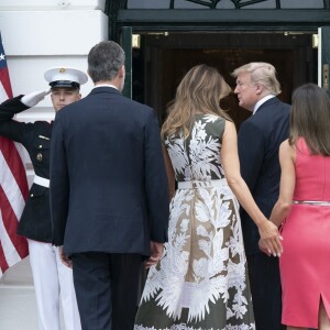 Donald Trump et Melania reçoivent le roi Felipe VI et la reine Letizia d'Espagne à la Maison Blanche à Washington DC, le 19 juin 2018.