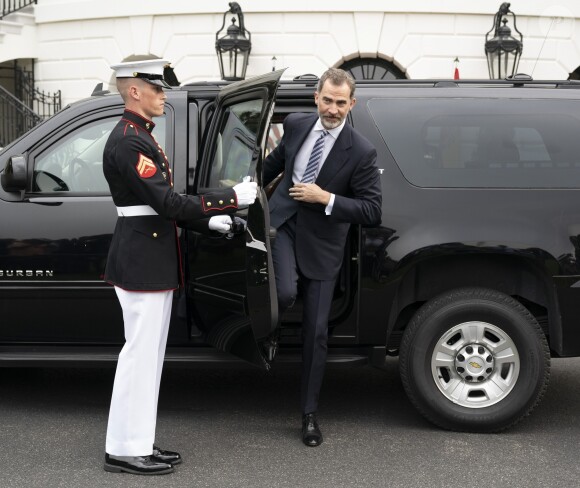 Donald Trump et Melania reçoivent le roi Felipe VI et la reine Letizia d'Espagne à la Maison Blanche à Washington DC, le 19 juin 2018.