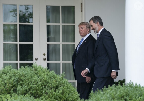 Donald Trump et Melania reçoivent le roi Felipe VI et la reine Letizia d'Espagne à la Maison Blanche à Washington DC, le 19 juin 2018.