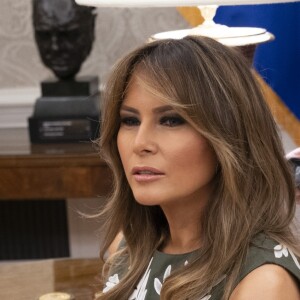 Donald Trump et Melania reçoivent le roi Felipe VI et la reine Letizia d'Espagne à la Maison Blanche à Washington DC, le 19 juin 2018.
