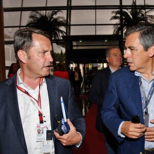 François Fillon durant la journée d'essai du Grand Prix de France au Castellet le 23 juin 2018. C. Estrosi, le maire de Nice et le vice président du Conseil Regional de PACA, est à l'origine du retour du Grand prix de France au Circuit Paul Ricard. © Bruno Bebert/Bestimage