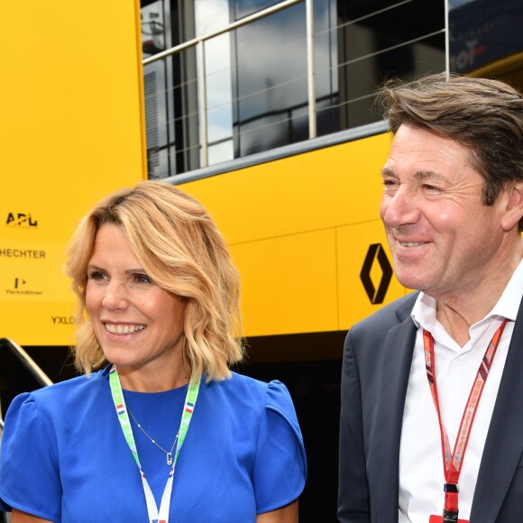 Christian Estrosi et sa femme Laura Tenoudji durant la journée d'essai du Grand Prix de France au Castellet le 23 juin 2018. Christian Estrosi, le maire de Nice et le vice président du Conseil Regional de PACA, est à l'origine du retour du Grand prix de France au Circuit Paul Ricard. © Bruno Bebert/Bestimage