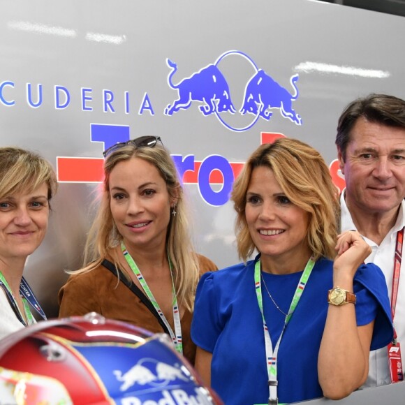 Charlotte Bouteloup, Christian Estrosi, et sa femme Laura Tenoudji durant la journée d'essai du Grand Prix de France au Castellet le 23 juin 2018. Christian Estrosi, le maire de Nice et le vice président du Conseil Regional de PACA, est à l'origine du retour du Grand prix de France au Circuit Paul Ricard. © Bruno Bebert/Bestimage