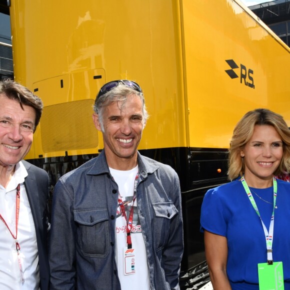 Tamara Boullier, Christian Estrosi, Paul Belmondo, Laura Tenoudji et Charlotte Bouteloup durant la journée d'essai du Grand Prix de France au Castellet le 23 juin 2018. Christian Estrosi, le maire de Nice et le vice président du Conseil Regional de PACA, est à l'origine du retour du Grand prix de France au Circuit Paul Ricard. © Bruno Bebert/Bestimage
