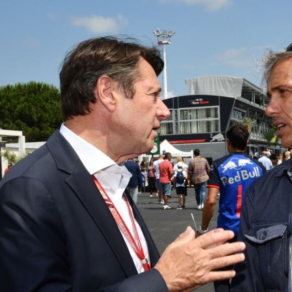 Christian Estrosi et Paul Belmondo durant la journée d'essai du Grand Prix de France au Castellet le 23 juin 2018. Christian Estrosi, le maire de Nice et le vice président du Conseil Regional de PACA, est à l'origine du retour du Grand prix de France au Circuit Paul Ricard. © Bruno Bebert/Bestimage