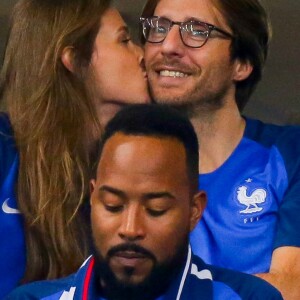 Exclusif - Ophélie Meunier et Mathieu Vergne lors du match pour les éliminatoires de la Coupe du Monde 2018, France - Pays-Bas au Stade de France à Saint-Denis, Seine Saint-Denis, France, le 31 août 2017.