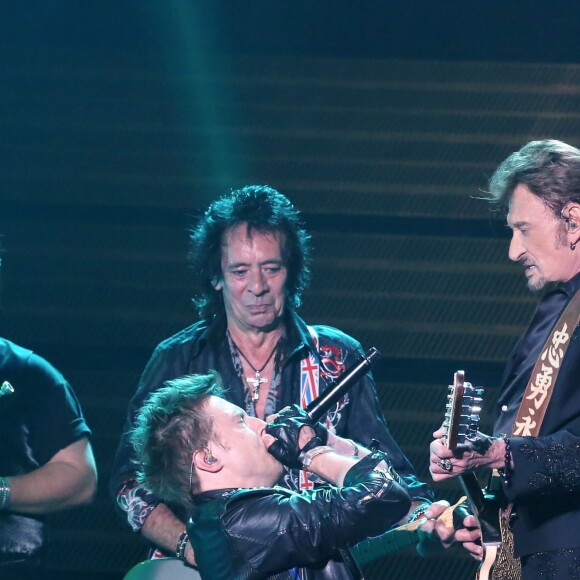 Exclusif - Robin Le Mesurier et Greg Zlap - Premier concert de la tournee "Born Rocker Tour" de Johnny Hallyday au POPB de Bercy a Paris. Le 14 juin 2013