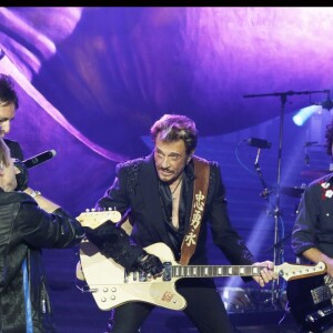 Exclu - Johnny Hallyday et Greg Zlap au Stade de France le 15 juin 2012.