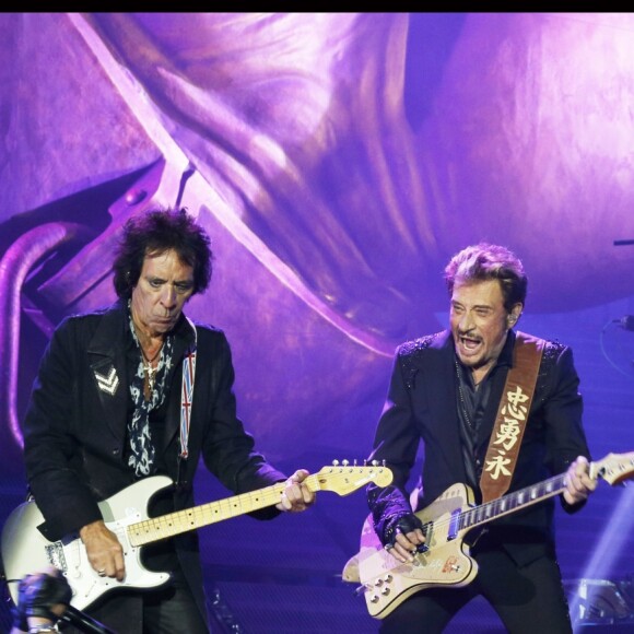 Exclu - Johnny Hallyday et Greg Zlap au Stade de France le 15 juin 2012.