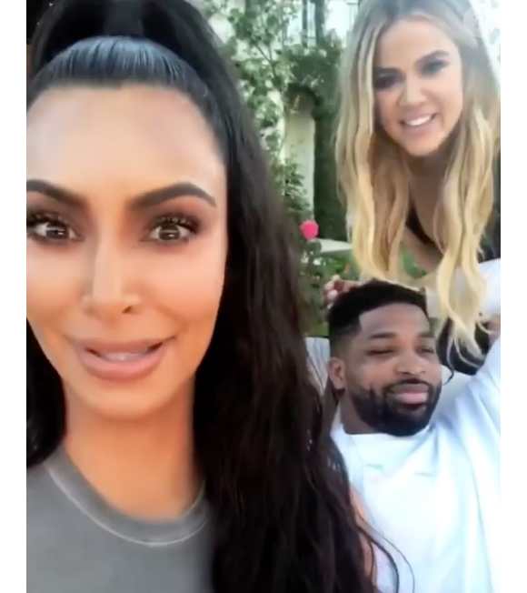 Kim Kardashian et Tristan Thompson à l'anniversaire de Khloé Kardashian le 27 juin 2018 à Los Angeles.