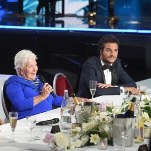 Exclusif - Vincent Niclo, Michèle Laroque, Line Renaud et Amir Haddad - Enregistrement de l'émission "Bon anniversaire Line" à l'occasion des 90 ans de L.Renaud au Théâtre Bobino à Paris, qui sera diffusée le Mardi 3 juillet à 20h55 sur France 2. Le 25 juin 2018. © Coadic Guirec / Bestimage