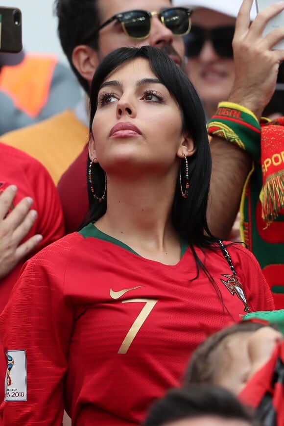 Georgina Rodriguez, la compagne de Cristiano Ronaldo dans les tribunes du match Portugal / Maroc lors de la coupe du monde 2018 en Russie à Moscou le 20 juin 2018. © Cyril Moreau / Bestimage