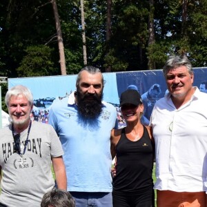 Exclusif - Maxime (Koh-Lanta Fidji), Pascal Blache, Jean-François Gobertier, Sébastien Chabal, Indra Kuldasaar, David Douillet, Tex et Fabrice La Posta (organisateur du Meeting) - People au meeting GDP Vendôme 2018 au Vélodrome Georges-Préveral à Lyon le 29 juin 2018. A l'occasion de cette 2ème étape, Jean-François Gobertier, la ville de Lyon et Jacques Vianesi (président du Comité Bouliste du Rhône) nous invitent à venir voir les meilleurs joueurs du monde de sport boules. © Romain Doucelin/Bestimage