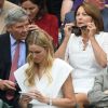 Michael et Carole Middleton dans la royal box au tournoi de Wimbledon le 4 juillet 2018 lors du match de Roger Federer contre Lukas Lacko.