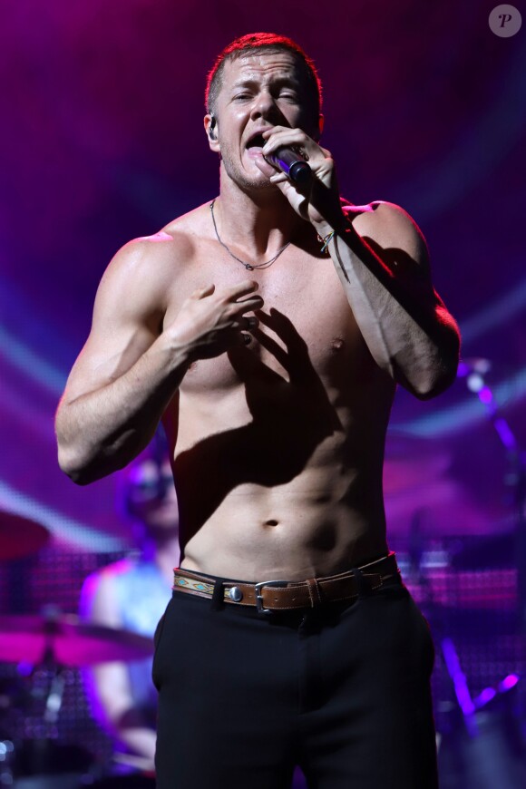 Dan Reynolds du groupe Imagine Dragons en concert au Madison Square Garden à New York le 19 juin 2018