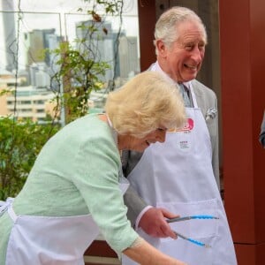 Le prince Charles et Camilla Parker Bowles, duchesse de Cornouailles, lors d'une cérémonie de bienvenue à Brisbane en Australie. Le 5 avril 2018