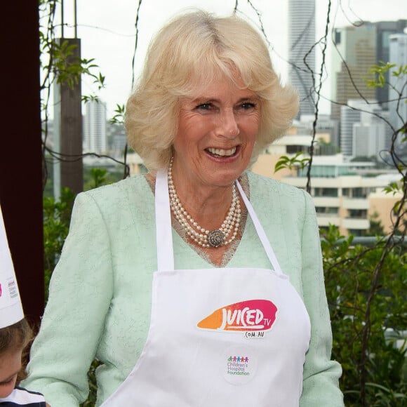 Le prince Charles et Camilla Parker Bowles, duchesse de Cornouailles, lors d'une cérémonie de bienvenue à Brisbane en Australie. Le 5 avril 2018