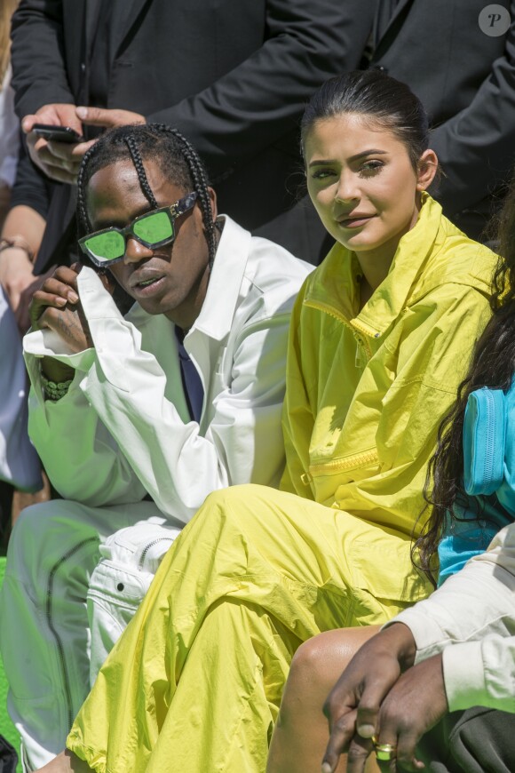 Travis Scott, sa compagne Kylie Jenner - People au défilé de mode Homme printemps-été 2019 "Louis Vuitton" à Paris. Le 21 juin 2018 © Olivier Borde / Bestimage