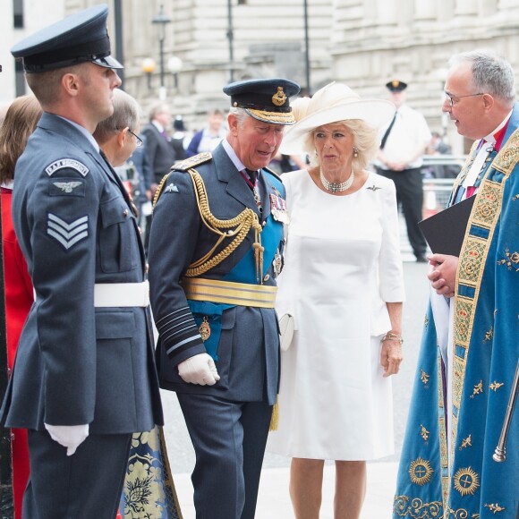 Le prince Charles et Camilla Parker Bowles, duchesse de Cornouailles, à l'abbaye de Westminster, le 10 juillet 2018 à Londres, pour le service marquant le centenaire de la Royal Air Force (RAF).