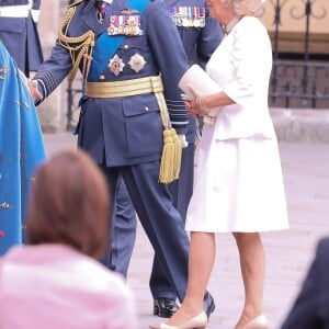 Le prince Charles et Camilla Parker Bowles, duchesse de Cornouailles, à l'abbaye de Westminster, le 10 juillet 2018 à Londres, pour le service marquant le centenaire de la Royal Air Force (RAF).