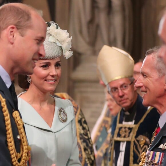 Le prince William et la duchesse Catherine de Cambridge à l'abbaye de Westminster, le 10 juillet 2018 à Londres, pour le service marquant le centenaire de la Royal Air Force (RAF).