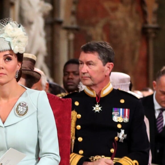 Le prince William et la duchesse Catherine de Cambridge à l'abbaye de Westminster, le 10 juillet 2018 à Londres, pour le service marquant le centenaire de la Royal Air Force (RAF).